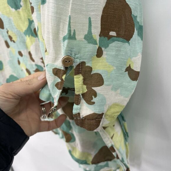 Provence D’amour Shirt Women Large Multicolor Floral Linen Long Sleeve Button-Up - Picture 8 of 11